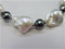 Lobster clasp; 8 Baroque shaped fresh water cultured pearls; 9 Tahitian cultured pearls - details below