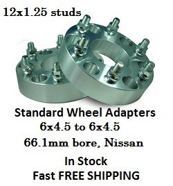 Wheel Adapters 6X4.5 to 6x4.5 (pair of 2) 12x1.25 Studs, 66.1mm Hub Nissan