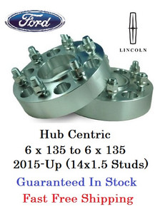 Hub Centric 2015-Up Wheel Adapters 6X135 to 6x135 (pair of 2) 14x1.5 Studs, 87mm Hub