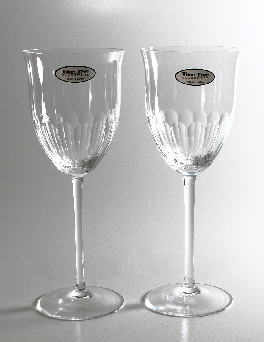 Time Tree Turkish Wine Glass Fluted TULIP H23cm V400cc (Set Of 2) panora