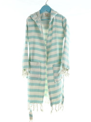 CHEVRON kids hooded beachrobe bathrobe blue