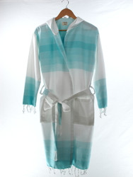 TANGO turkish towel beachrobe bathrobe hooded turq