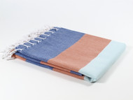 Carnival Turkish Towel Peshtemal Navy-Orange-Turquoise