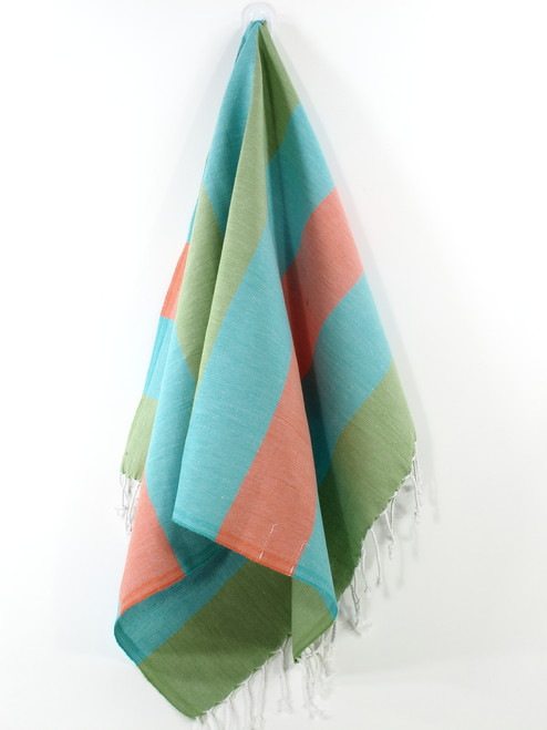 Carnival Turkish Hand Towel, Tea Towel, Headwrap, Green-Turquoise-Orange