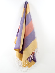 Carnival Turkish Hand Towel, Tea Towel, Headwrap, Yellow-Purple-Orange