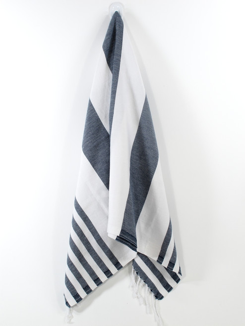 Lily Turkish Hand Towel, Tea Towel, Headwrap, Navy