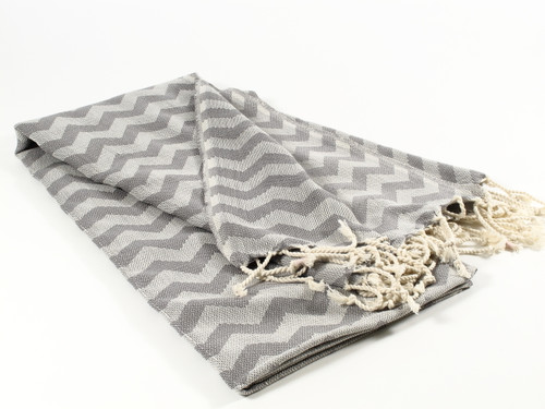 Waves Turkish Towel, Peshtemal, Gray