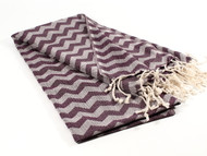Waves Turkish Towel, Peshtemal, Burgundy