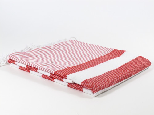 Coral Turkish Towel, Peshtemal, Red