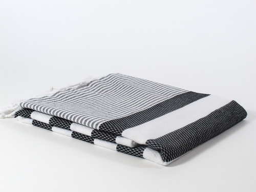 Coral Turkish Towel, Peshtemal, Black