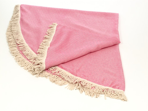 Diamond Round Turkish Towel, Peshtemal, Pink