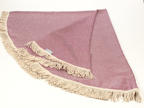 Diamond Round Turkish Towel, Peshtemal, Burqundy