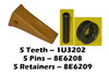Cat Style 1U3202 bucket teeth, 5 pack pins and retainers