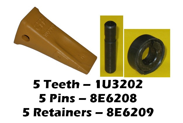5 Pack 1U3252 Cat Style Digging Teeth Replacement Pins & Retainers 