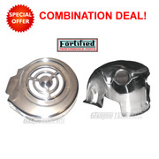 Lambretta Series 1, 2 & 3 Li/SX/TV/GP POLISHED STAINLESS STEEL CYLINDER HEAD COWLING + STANDARD FLYWHEEL COVER