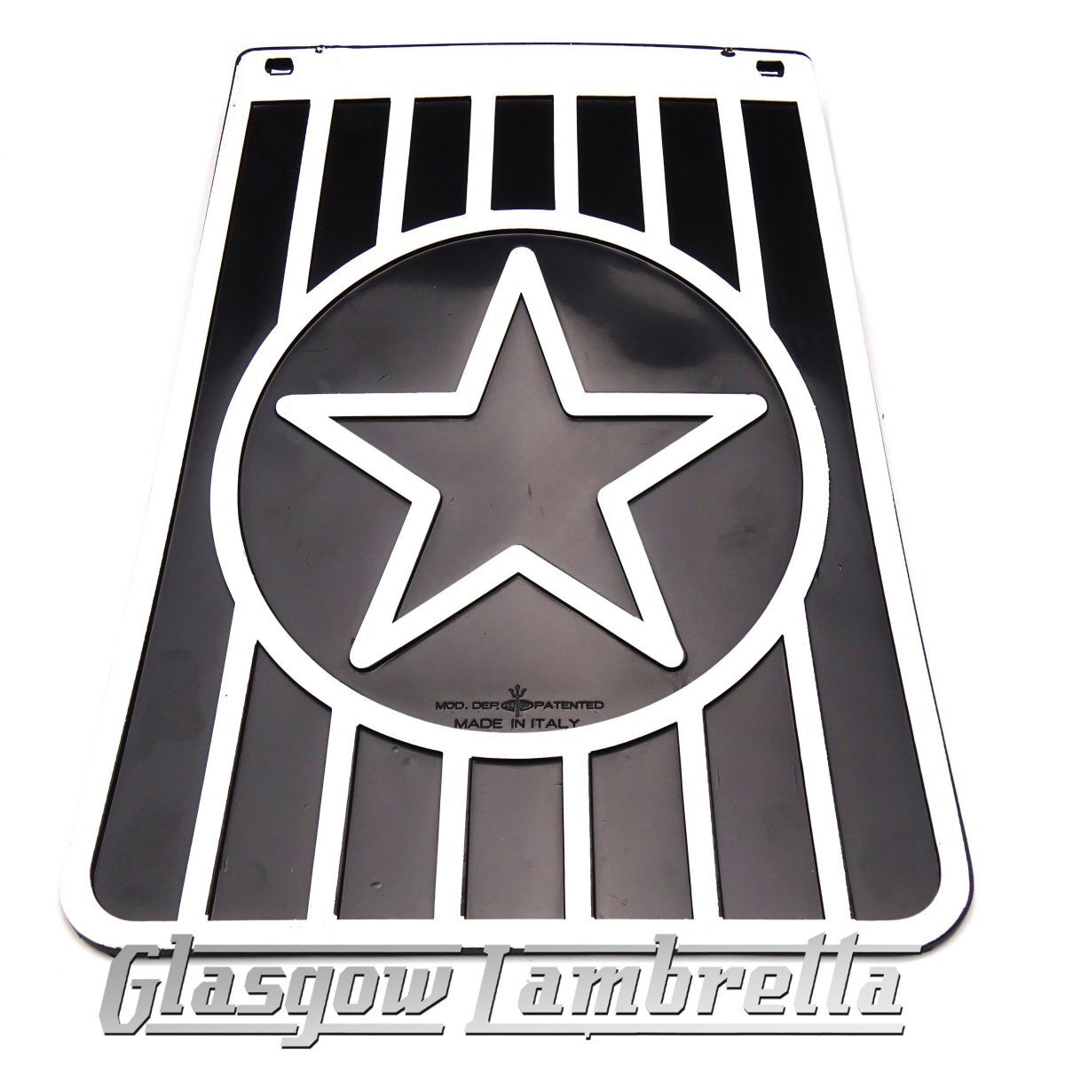 Lambretta 60s Style Italian Black White Star Long Mudflap Li Tv Sx Gp Etc Glasgow Lambretta