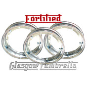 Set of 3 x  FORTIFIED Vespa / LML  Top Quality 350 x 10 CHROME SPLIT WHEEL RIMS Italian Spec