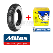 MITAS B13 400 x 8 Whitewall Single  + INNER TUBE for Lambretta LD, D, LC etc 