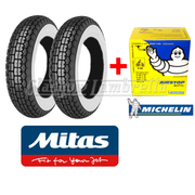 MITAS B13 400 x 8 Whitewall Set of 2 + INNER TUBES for Lambretta LD, D, LC etc 