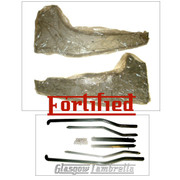 FORTIFIED Lambretta Series 3 REAR RUNNER BOARDS + BLACK FLOOR STRIP KIT (Original Innocenti spec.) Li, TV, SX, Special