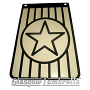 Lambretta 60s Style Italian CREAM / IVORY & BLACK STAR LONG MUDFLAP Li/TV/SX/GP etc