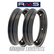 Set of 2 x RMS PX and all 10" wheeled Vespa Italian BLACK SPLIT WHEEL RIMS