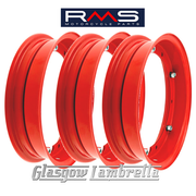 Set of 3 x RMS PX and all 10" wheeled Vespa Italian RED SPLIT WHEEL RIMS