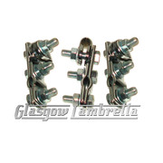 Set of 3 x UNIVERSAL CHROME W CLAMPS for Mirror Stems etc