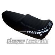 Vespa T5  Mk1 Repro/Copy GIULIARI YANKEE POLE POSITION SEAT in BLACK & WHITE