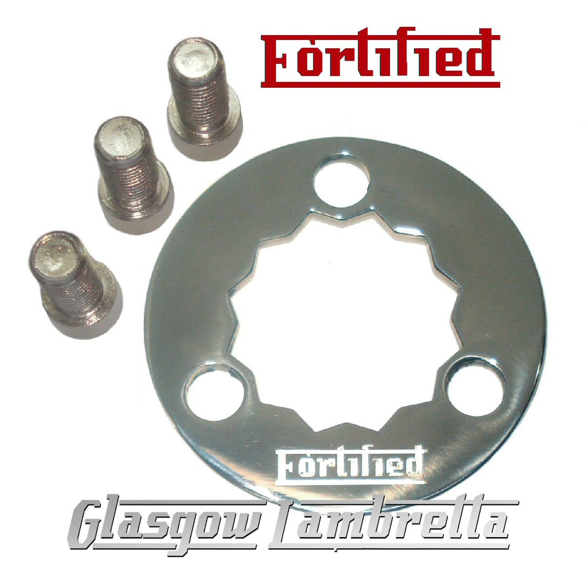 Fortified Lambretta Stainless Steel 3 Hole Rear Hub Locking Ring Cap Screws Glasgow Lambretta