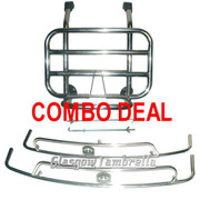 ACCESSORIES COMBO DEAL!!! Vespa PX, T5 / LML STAINLESS STEEL FRONT RACK & SIDE CRASH BARS (BLACK HEX)