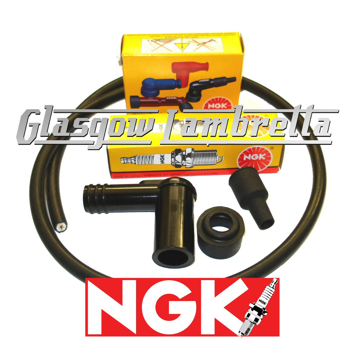 Lambretta Series 1, 2 & 3 NGK SPARK PLUG B7ES + SUPPRESSOR CAPS + HT
