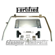 FORTIFIED Lambretta Series 2 Li / TV POLISHED STAINLESS STEEL STAND & SPLASH PLATE + BLACK FEET, SPRING, HOOKS