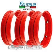 Set of 3 x PX and all 10" wheeled Vespa Italian RED SPLIT WHEEL RIMS by FA ITALIA