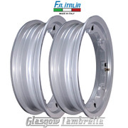 Set of 2 x Lambretta 10" TUBELESS WHEEL RIMS in GREY Italian by FA Italia Li, TV, SX, Special, GP