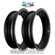 Set of 2 x Vespa / LML 10" TUBELESS WHEEL RIMS BLACK with POLISHED DETAIL Italian FA Italia