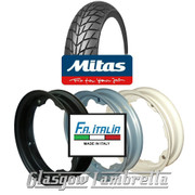 Single MC20 350 x 10 Tyre + Inner Tube Fitted to FA Italia Lambretta Split Rim