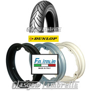 Single Dunlop Scootsmart 350 x 10 Tyre + Inner Tube Fitted to FA Italia Lambretta Split Rim