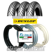 Set 3 x Dunlop Scootsmart 350 x 10 Tyres + Inner Tubes Fitted to FA Italia Lambretta Split Rims