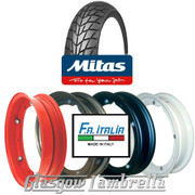 Single MC20 350 x 10 Tyre + Inner Tube Fitted to FA Italia Vespa Split Rim