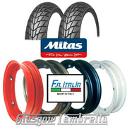Set 2 x MC20 350 x 10 Tyres + Inner Tubes Fitted to FA Italia Vespa Split Rims