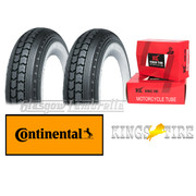 Set 2 x CONTINENTAL LB 400 x 8 WHITEWALL TYRES  + INNER TUBES for Lambretta LD, D, LC