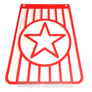 Lambretta 60s Style Italian RED & WHITE STAR LONG MUDFLAP Li/TV/SX/GP etc