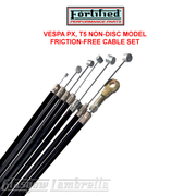 Vespa PX, T5 & LML 2T Non-Disc BLACK TEFLON LINED FRICTION FREE CABLE SET