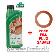 Lambretta Series 1, 2,3 & GP ROCK OIL ST90 GEAR / GEARBOX OIL 1L Bottle + FREE FILL PLUG GASKET Li/TV/SX/GP