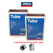 Mitas Inner Tube x 2 for Lambretta + FREE DUST CAPS