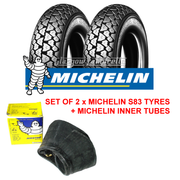  Set of 2 Michelin S83 350 x 8 Tyres + Airstop Tubes