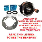 Lambretta GP 125/150/200 TAMENI 58 x 110mm CRANKSHAFT CONVERSION KIT + BEARINGS + SEALS