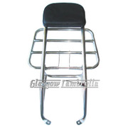 Vespa PX / LML Scooter POLISHED STAINLESS STEEL BACKREST + PAD & FOLD DOWN RACK
