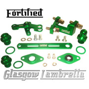 FORTIFIED Lambretta CUSTOM GEAR LINKAGE, PLUGS & SEALS SET GREEN CNC ALLOY